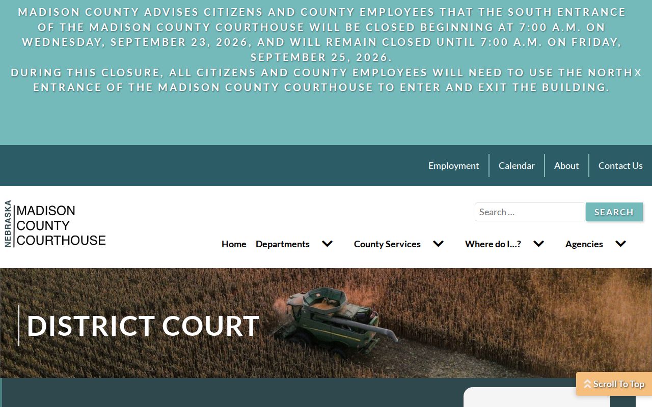 Madison County District Court records route for warrant lookup