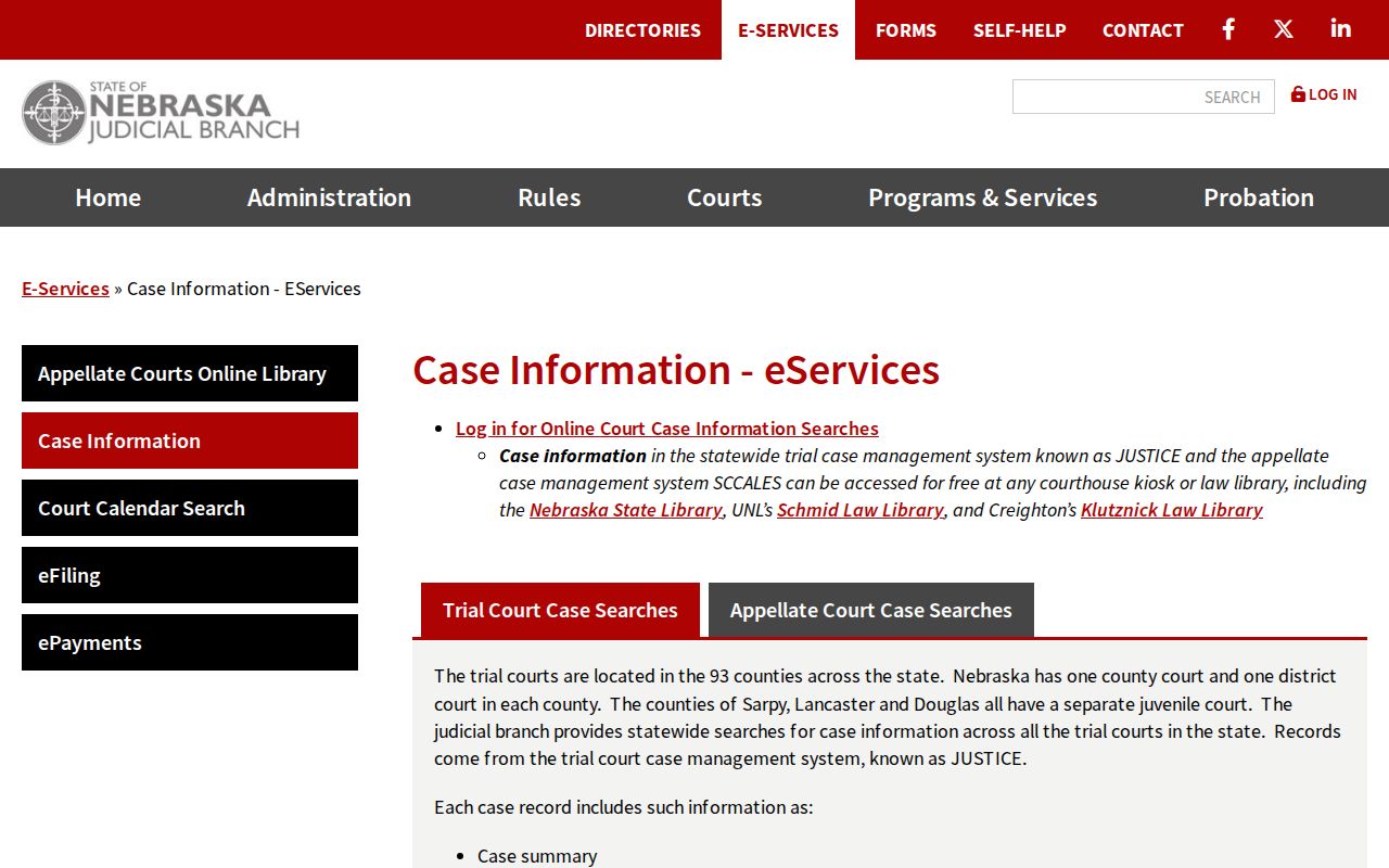 Madison County warrant search through Nebraska JUSTICE case information